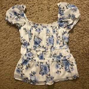 Cute Blue Floral Top